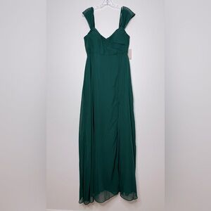 Birdy Grey Emerald Green Spence w/ Slit Bridesmaid Prom Dress Size L BG2011EM04S
